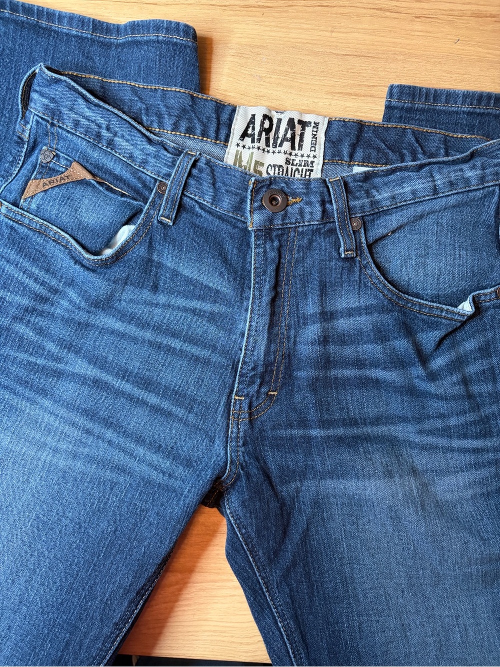 Ariat M5 Slim Straight Mens Medium Wash Stretch Denim Western Jeans 34x34